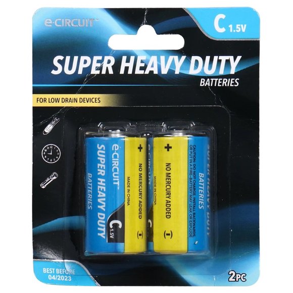 E-Circuit Super Heavy Duty C Batteries, 2-ct. Pack - Picture 1 of 12
